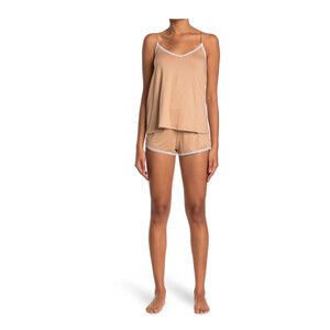 Cozy Rozy V-Neck Camisole & Shorts 2-Piece Pyjama Taupe Size M